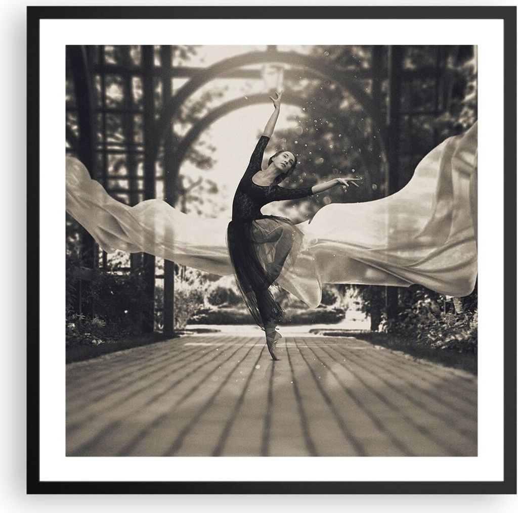 Gerahmtes Poster - Schwarzer Rahmen - Ballerina Tanz Luft - Produktbild 