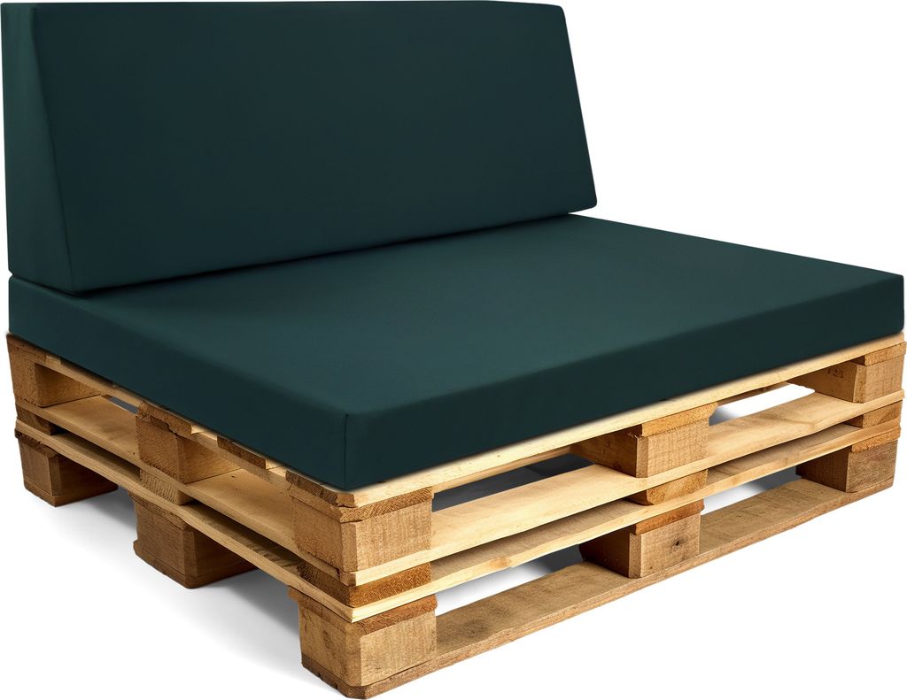 Palettenkissen Outdoor Schaumstoff Set: Sitzkissen 80x120 cm und Rückenkissen 40x120 cm mit Bezug - Sitzpolster für Paletten Europaletten und Pal...