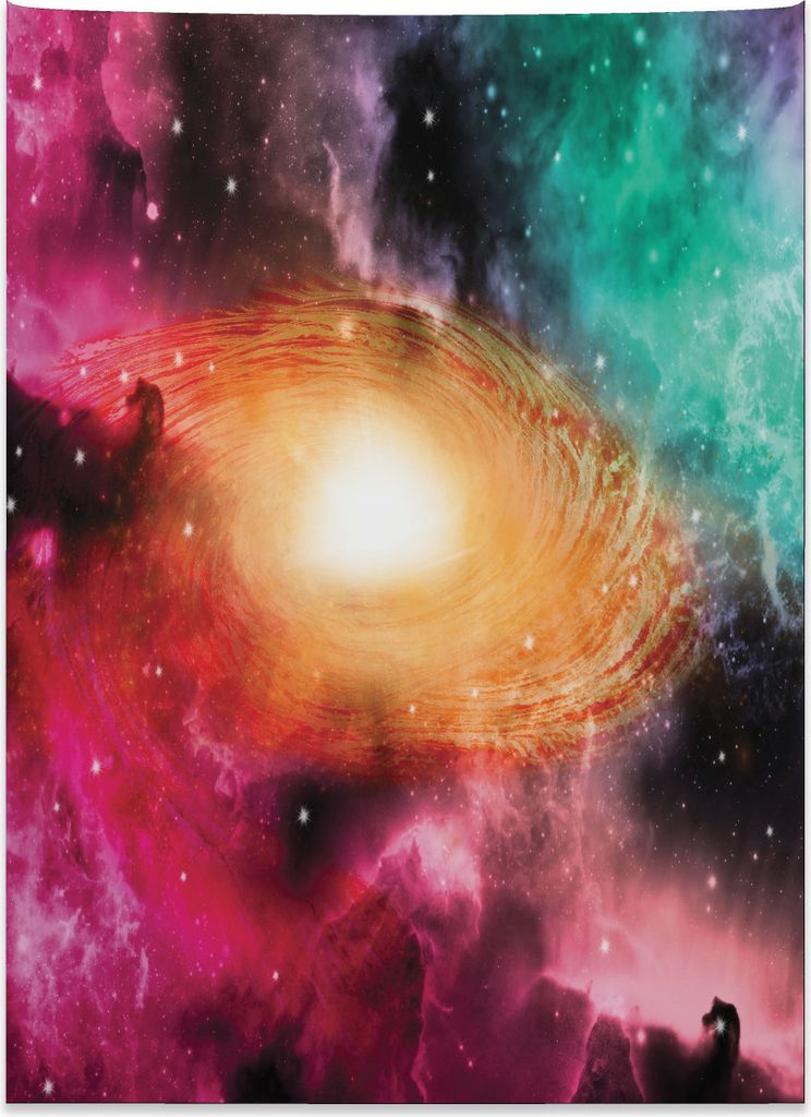 Abakuhaus Wissenschaft Wandteppich, Galaxie Stardust Kosmos aus Weiches Mikrofaser Stoff Kein Verblassen Klare Farben Waschbar, 110 x 150 cm, Orang...