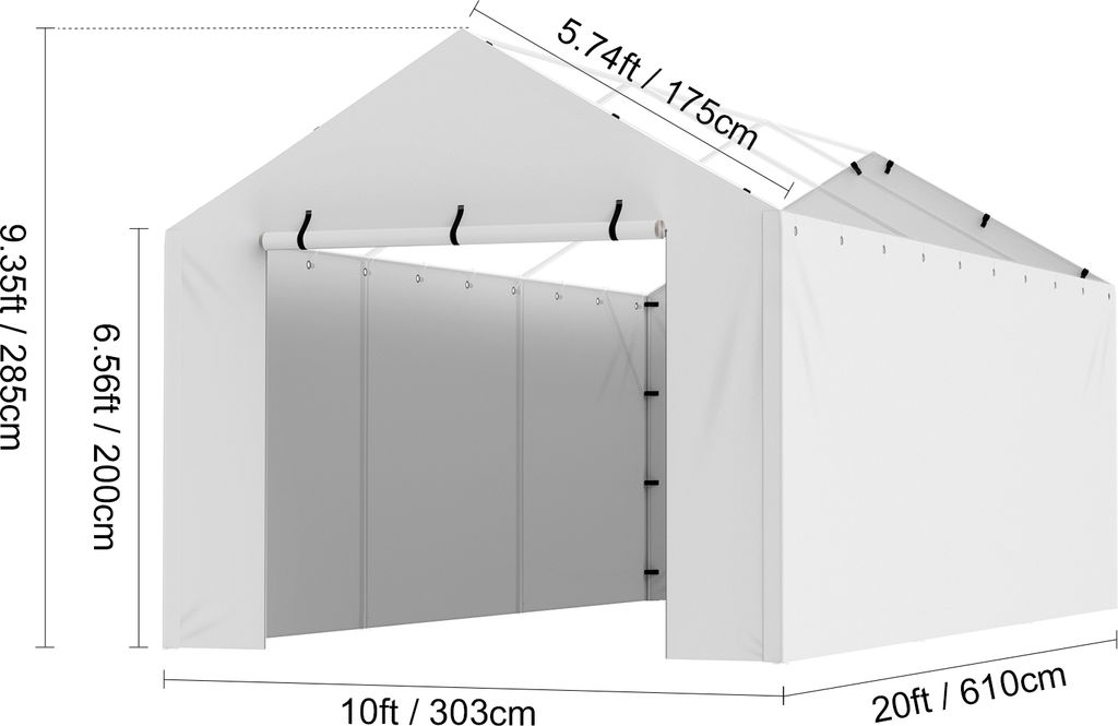 VEVOR garážový stan 3 x 6 m, stanová garáž, vodotěsný a Obrázek produktu 8