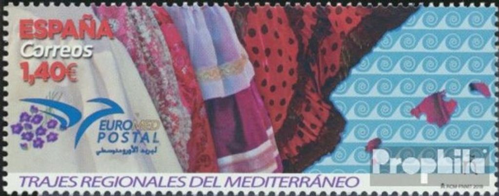 Briefmarken Spanien 2019 Mi 5367 (kompl.Ausg.) postfrisch Trachten des Mittelmeerraumes