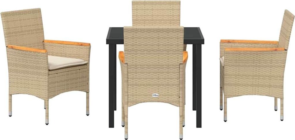 Garten Essgruppe mit Kissen 5 pcs Beige Poly-Rattan