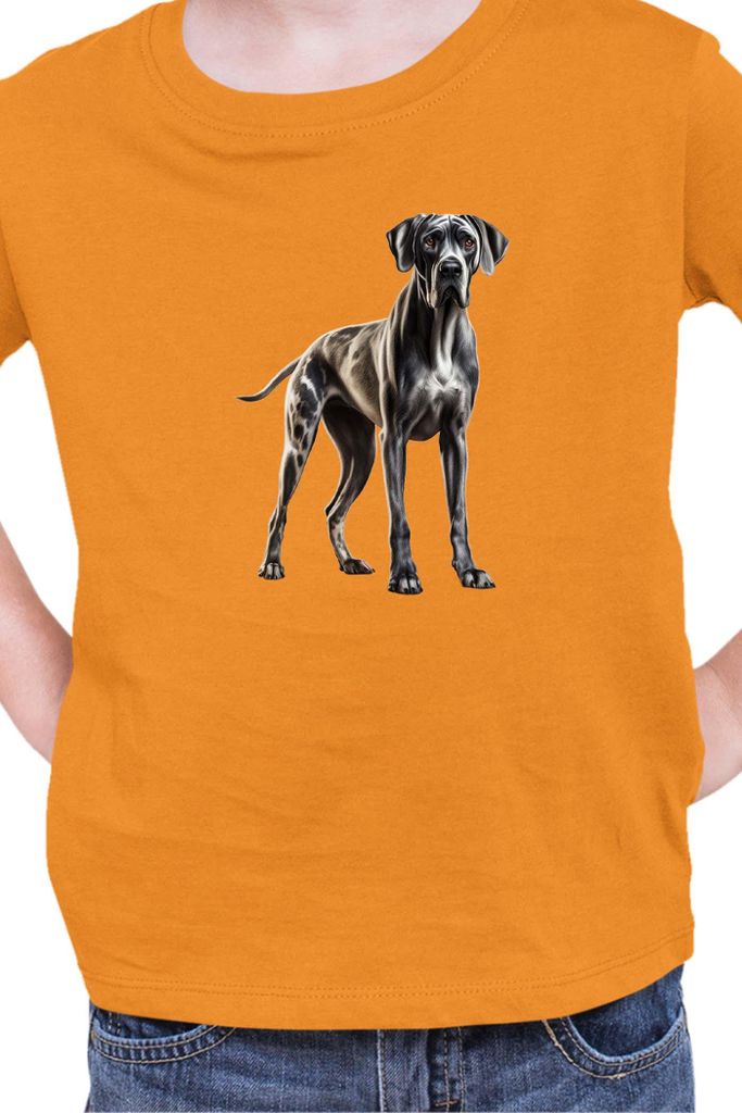 Kinder T-Shirt Dogs Breeds Great Dane Dog Breed 005, 12-13 Jahr - 152 / Orange