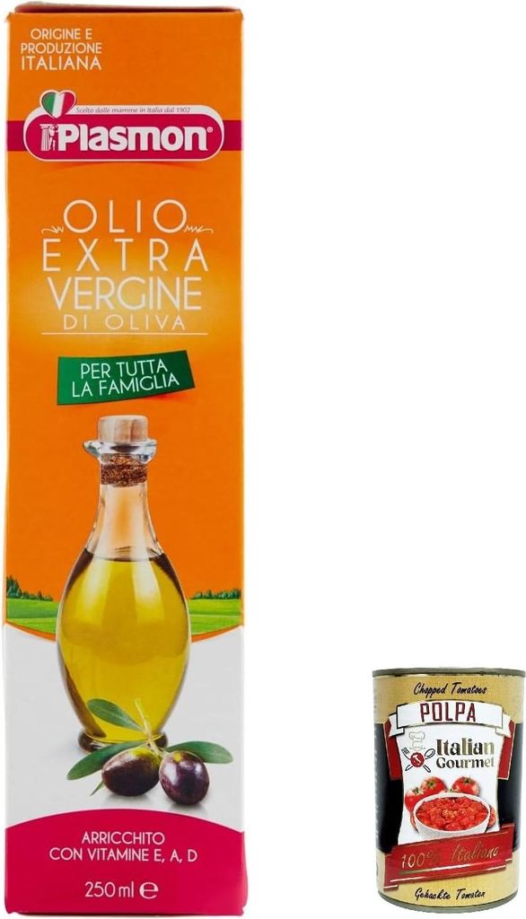 3x Plasmon Olio Extra Vergine di Oliva 250ml + Italian Gourmet polpa 400g