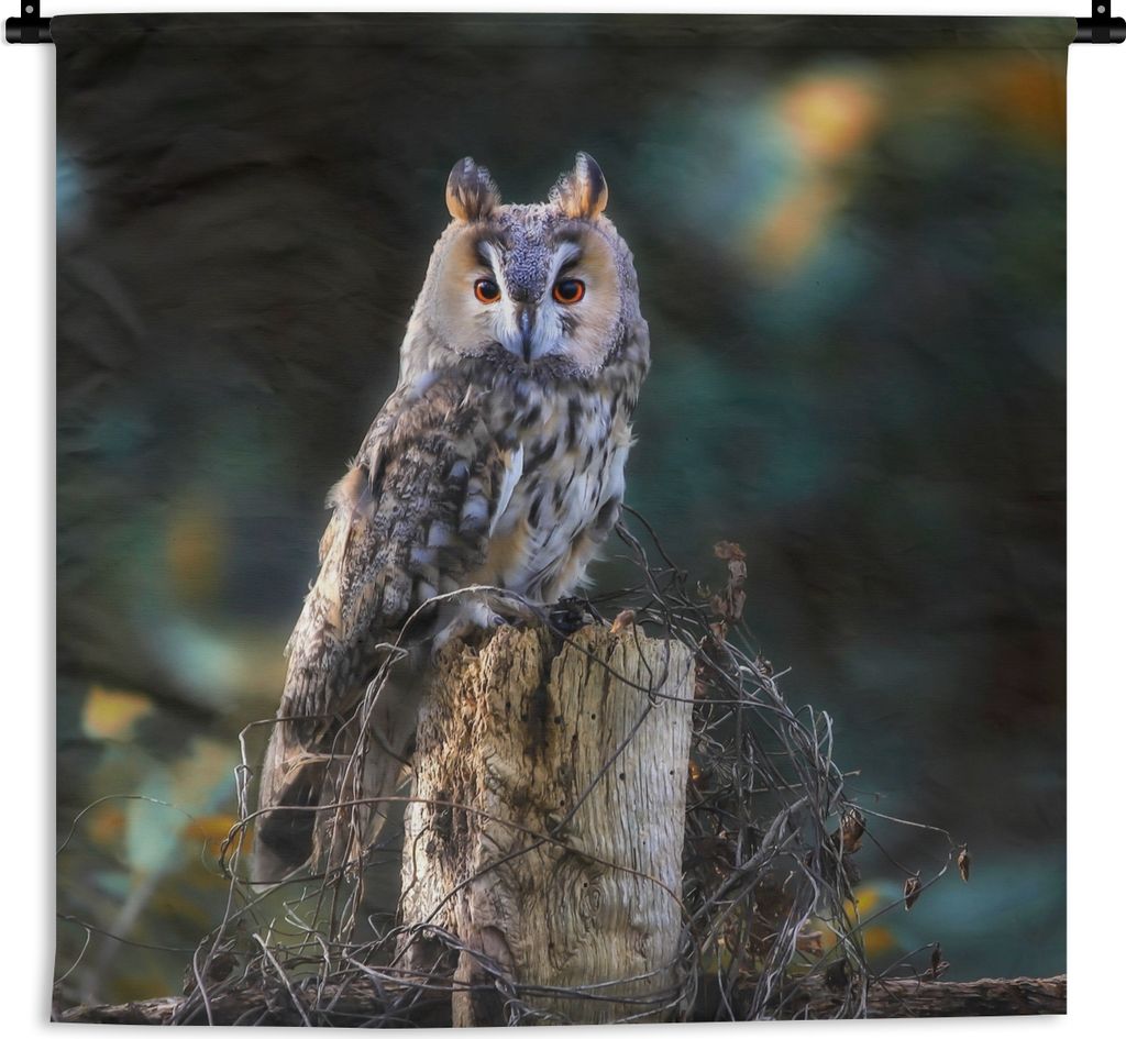 MuchoWow Wandteppich Wandbehang Eule - Herbst - Vogel - Äste 60x60 cm Tapisserie Dekoration Wandtuch - Dekorationen - Wand Decke