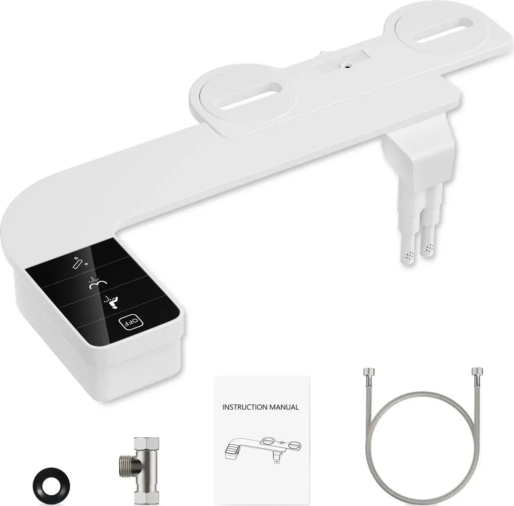 Attacco per bidet, doppio ugello, pressione dell'acqua regolabile, BIANCO
