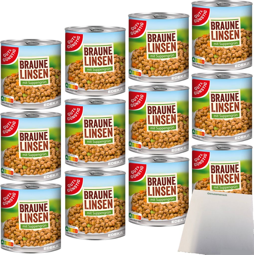 Gut & Günstig Linsen mit Suppengrün VPE (12x800g Dose) + Produktbild 