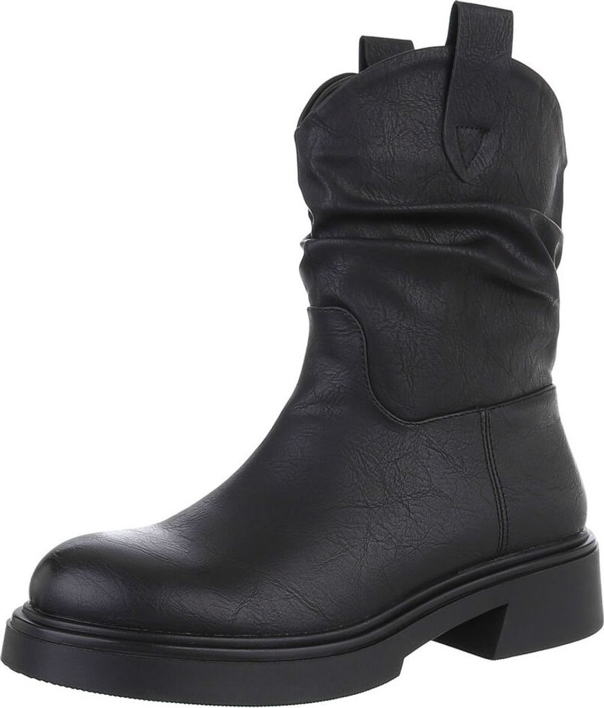 Ital-Design Damen Stiefeletten Leicht gefüttert Lederoptik Plateaustiefeletten 87740215 Schwarz Gr. 39