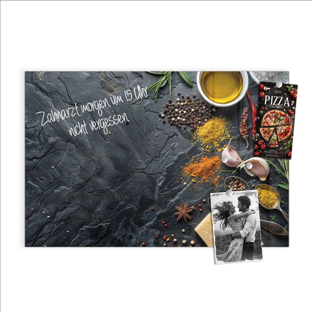 Magnettafel 90x60cm Pinnwand Whiteboard beschreibbar - Küche Zutaten