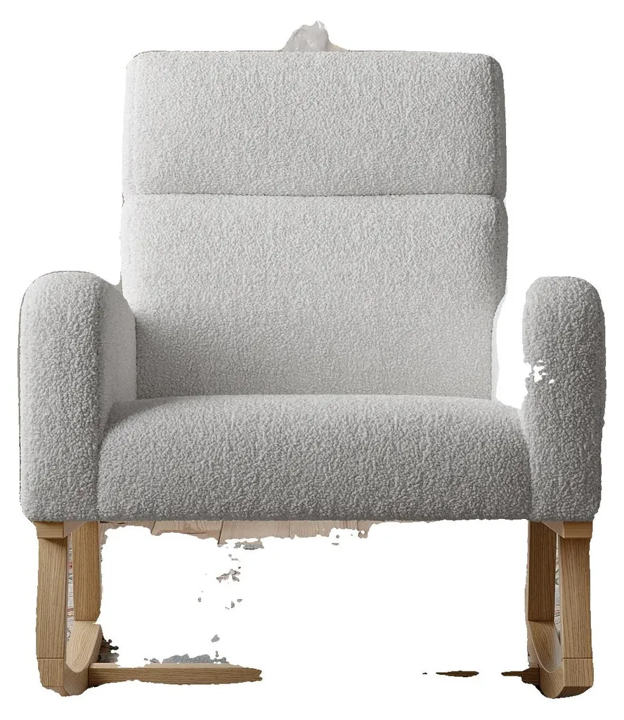 Fauteuil à bascule pour lecture et détente, tissu peluche gris doux