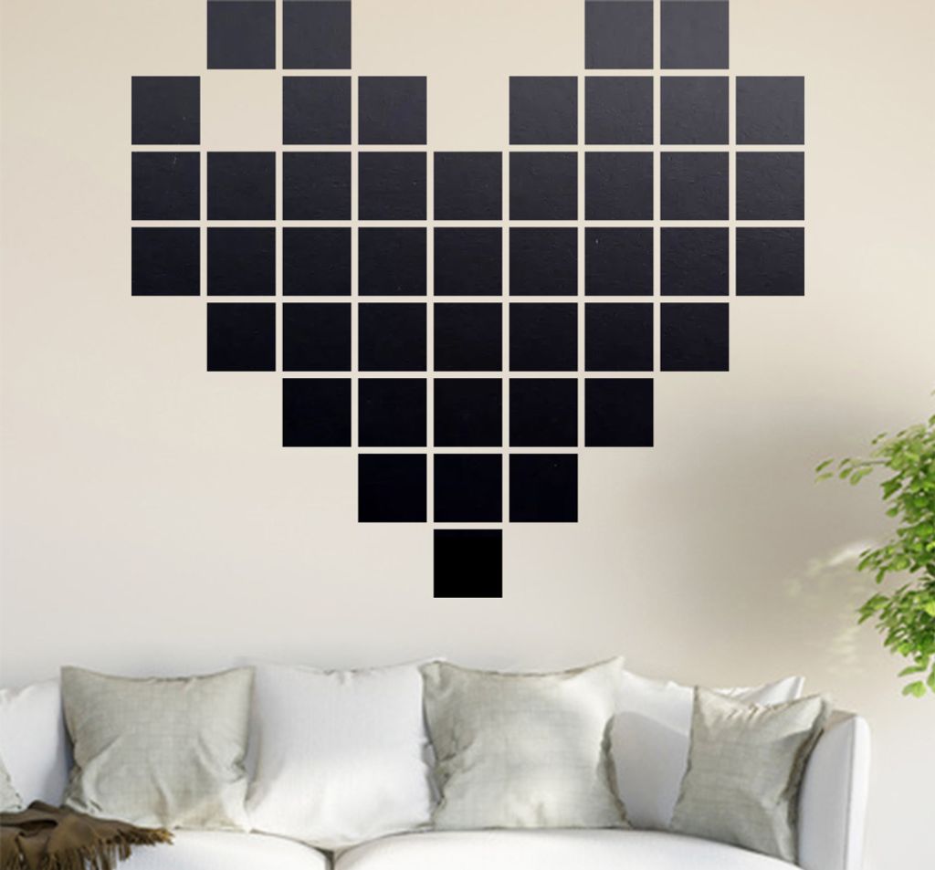 Retro Herz Wandtattoo in 6 Größen - Wandaufkleber Wall Sticker - Dekoration, Küche, Wohnzimmer, Schlafzimmer, Badezimmer