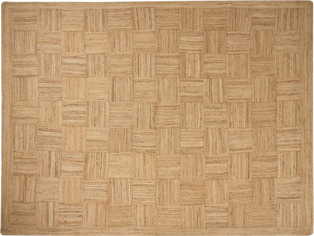 BELIANI Teppich Beige Jute Rechteckig 300 x 400 cm Geometriches Muster Handgemacht Boho Modern Kurzhaar für Fußbodenheizung Wohnzimmer Ausstattung