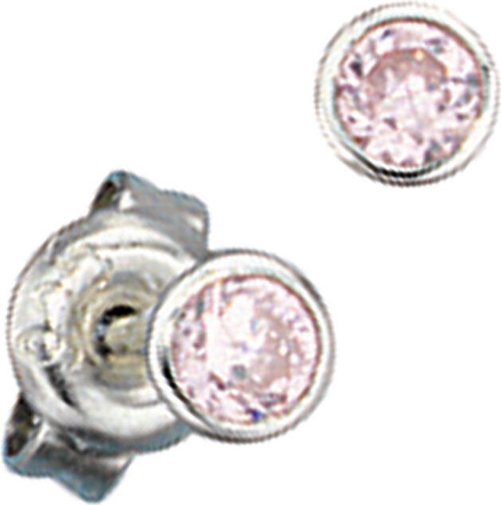 4mm Stecker Ohrstecker Ohrschmuck Zirkonia rosa 925 Silber Damen