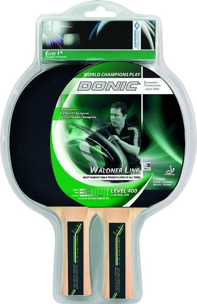 Donic Tischtennis Schlägerset "Waldner 400" mit 2 Schlägern und 3 Bällen grün