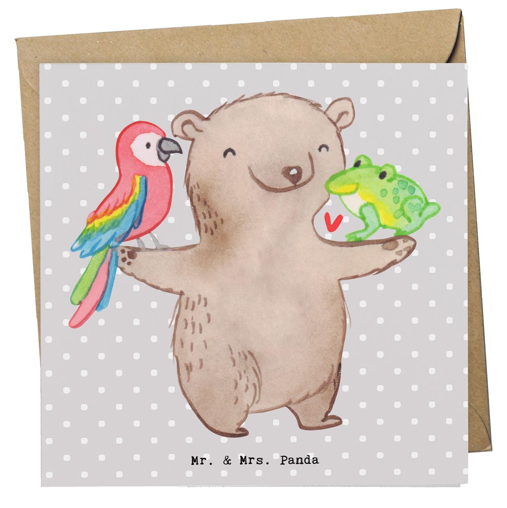 Mr. & Mrs. Panda Glückwunschkarte Tierwirt Herz - Grau Pastell - Geschenk, anlasskarte, Tiere, faltkarte, doppelkarte, Bauernhof, Farmer, Grußkar...