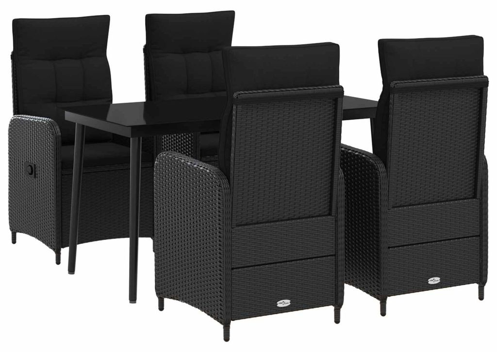 vidaXL Sofa-Tischset mit Kissen mit Kissen 5 pcs Schwarz
