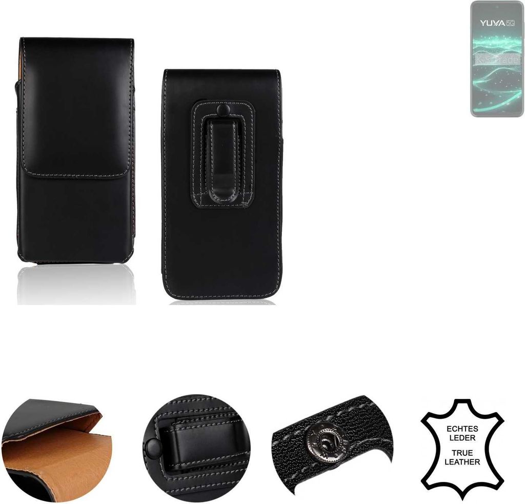K-S-Trade Holster Gürteltasche Handy Hülle Schutzhülle kompatibel mit Lava Yuva 5G Handyhülle Leder schwarz, 1x