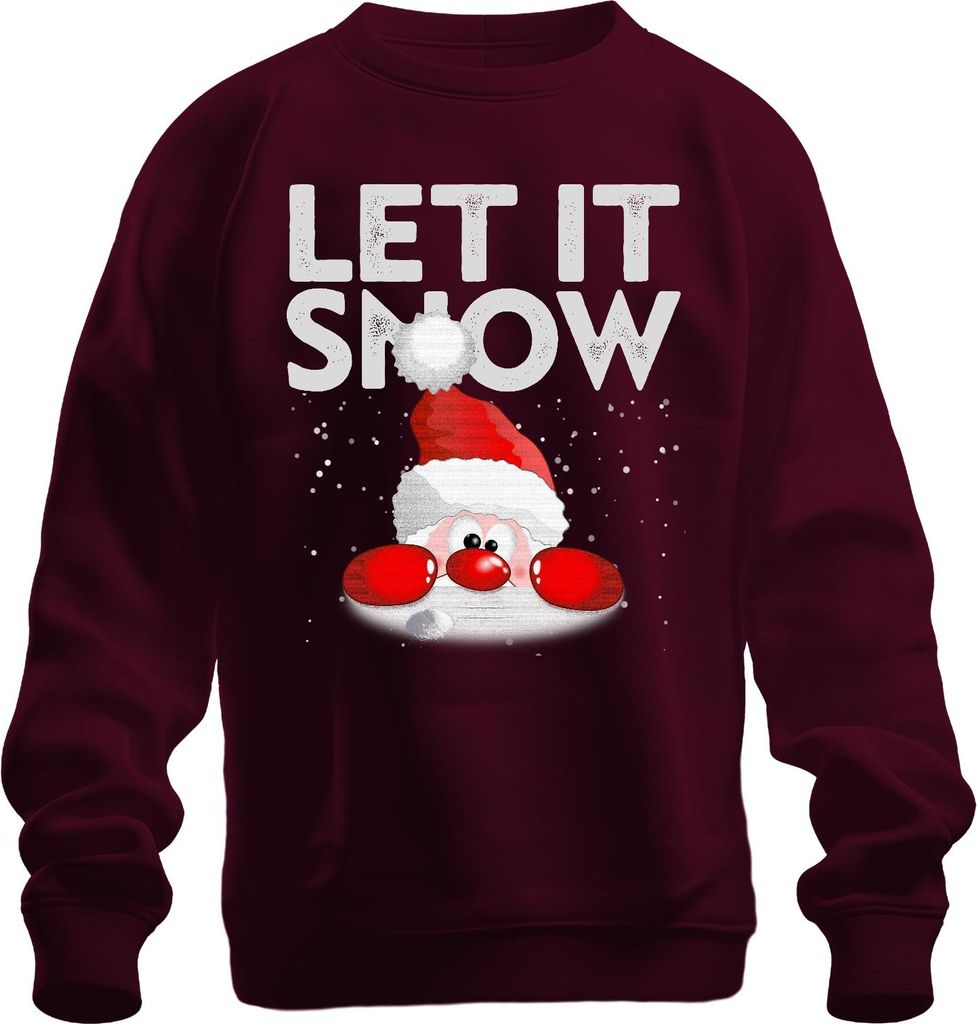 Let It Snow Weihinachtsmann - Weihnachten Weihnachtsgeschenk Christmas Uni Weihnachtspullover, Burgundy, XL