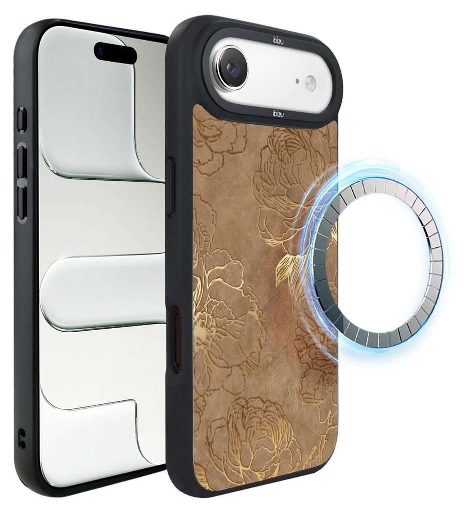 Schutzhülle für das iPhone Air, MagSafe-kompatibel, mattschwarze Seiten, Goldene Pfingstrosen