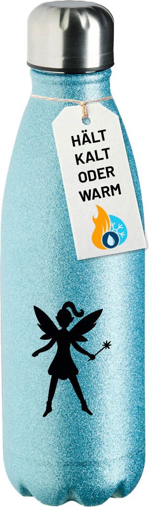 Huuraa Trinkflasche Fee Fairy 500ml Blue Edelstahl Wasserflasche Trinkflasche Geschenkidee