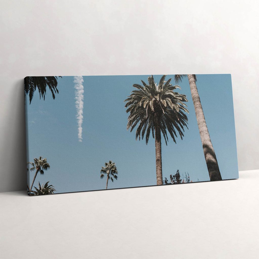 Palmen in Los Angeles – Leinwandbild Wandbild – 140x70 cm – Leinwandbilder – Wandbilder – Schlafzimmer – Flur