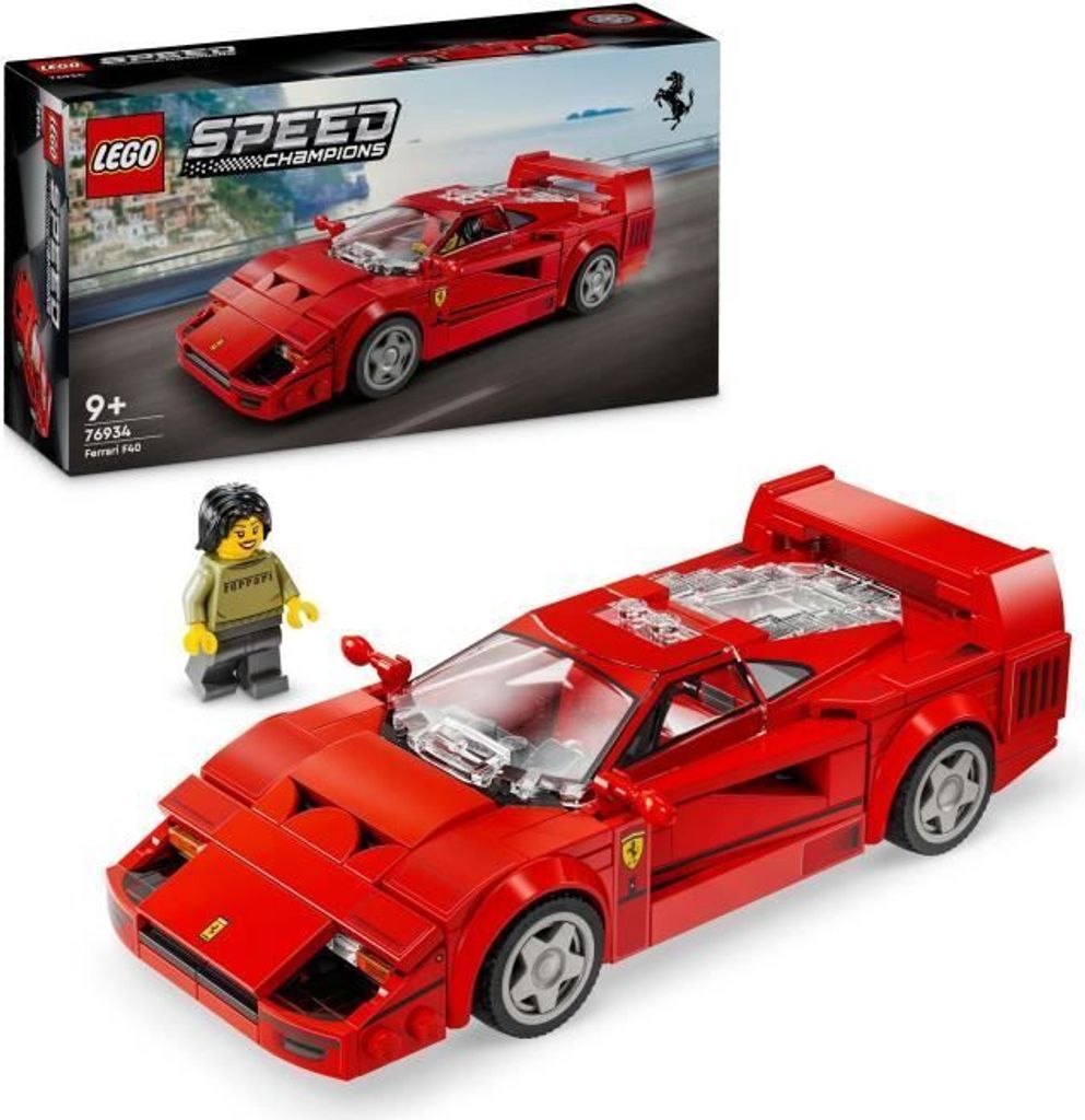 LEGO Speed Champions Ferrari F40 Supercar 76934, Bauspielzeug Fahrzeug, 318 Teile