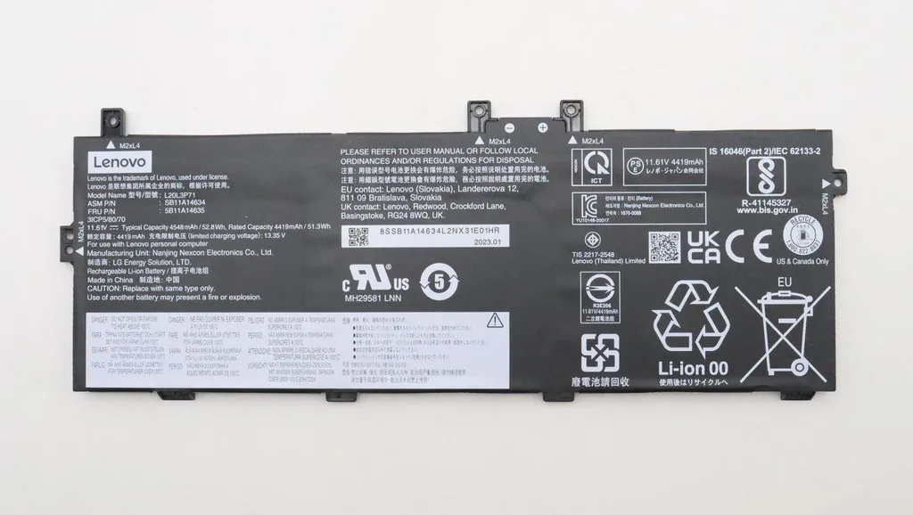 Batterie Interne Lenovo 5B11A14635 3 Cellules 52.8Wh Li-Ion pour ThinkPad