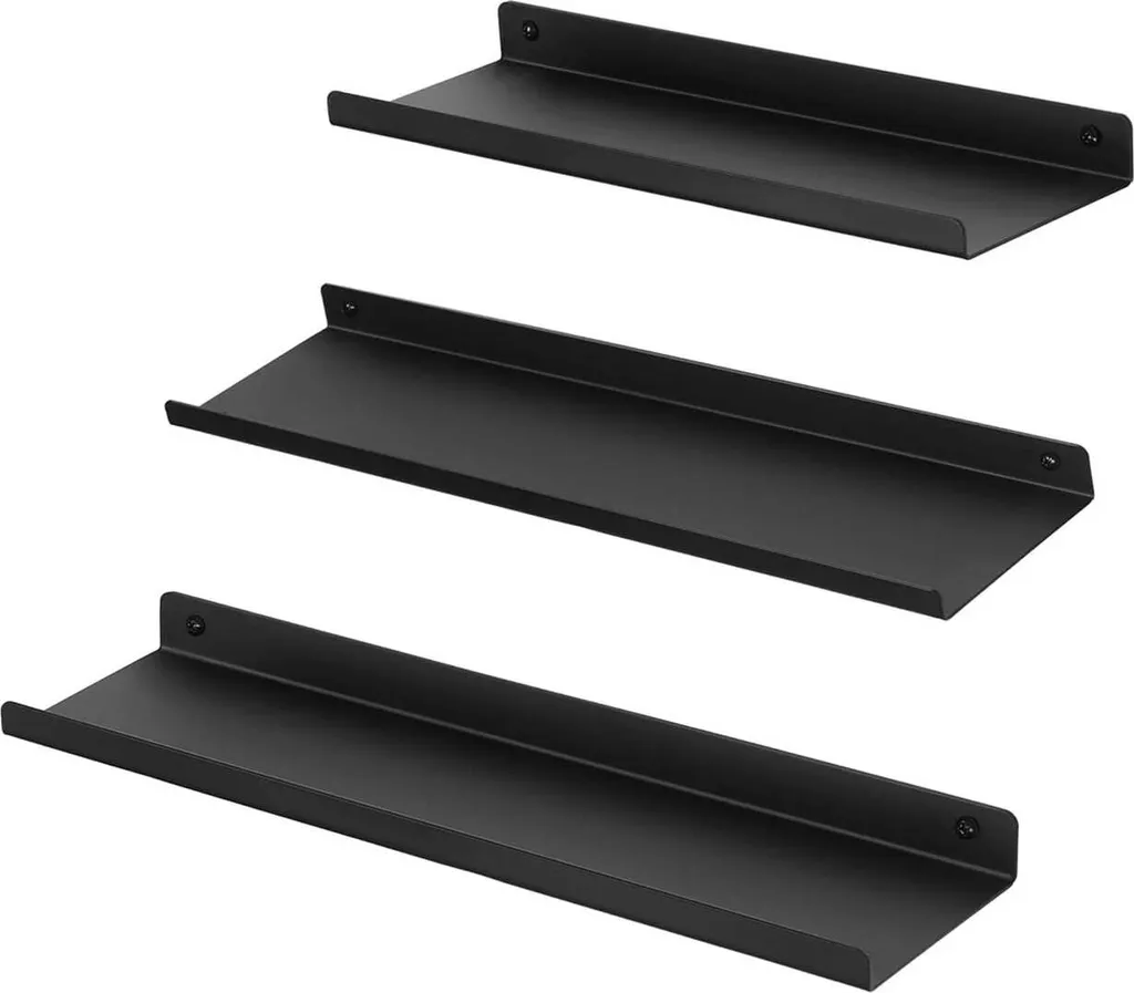 Étagères flottantes noires lot de 3 pour décoration murale de salon