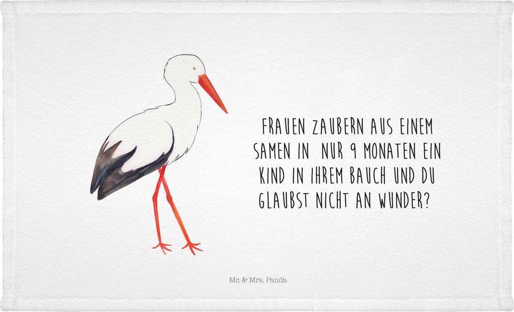 Mr. & Mrs. Panda Handtuch Storch - Weiß - Geschenk, Schwangerschaft, Lustige Sprüche, Baby, Mutter, Gästetuch, Schwanger, frottierhandtuch, Mini...
