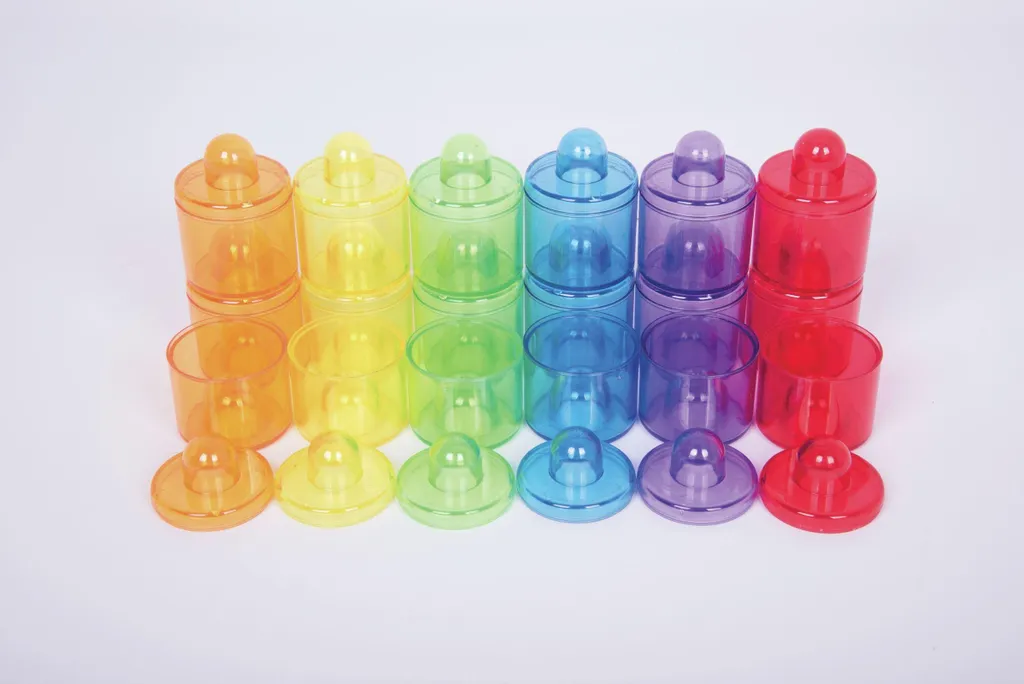 TickiT Set de Pots de Couleur Translucide - 6 Pots Empilables pour Enfant