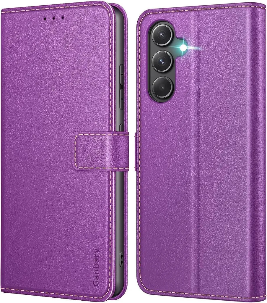 Housse Rabat Cuir Violet A54 5G : Protégez votre écran et vos cartes