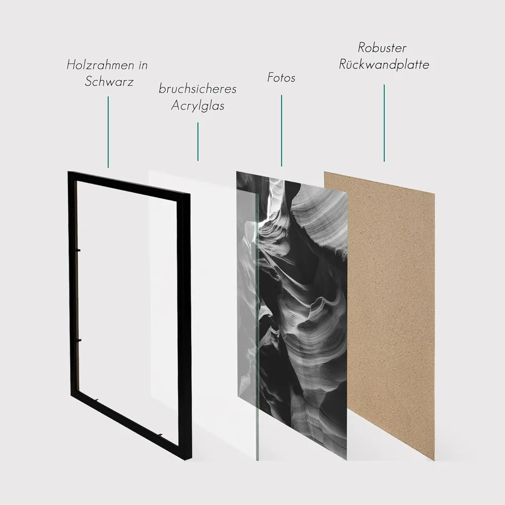 Cornice Nera A3 Legno 30x42 Set da 3 - Offerta Risparmio Decor - 6