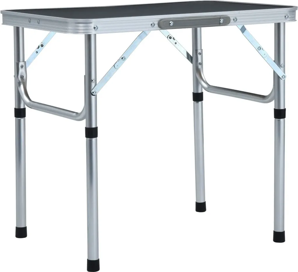 Table de camping pliable aluminium 60x45 cm gris structure compacte