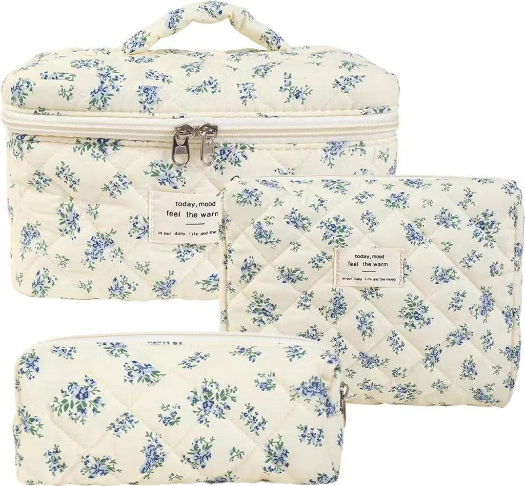 INF 3-teiliges, tragbares, gestepptes Kosmetiktaschen-Set Produktbild 