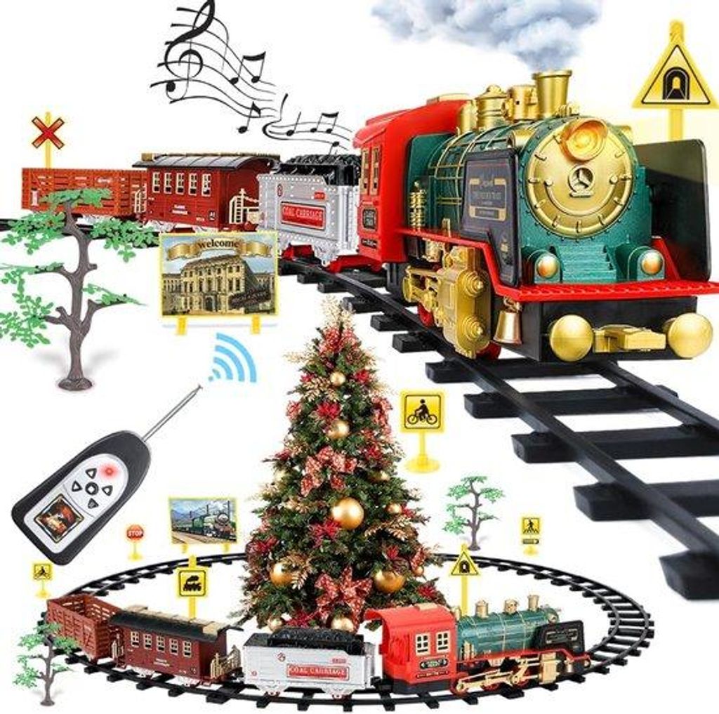 Elektrische Kersttrein mit Licht und Sound - Kerstbaum-Umgebung - Kerstdekoration - Spielzeug - Accessoires für das Weihnachtsdorf