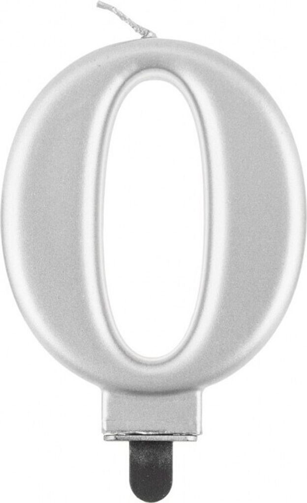 Narozeninová svíčka na dort - 0 - metalická stříbrná - 8 cm Obrázek produktu 
