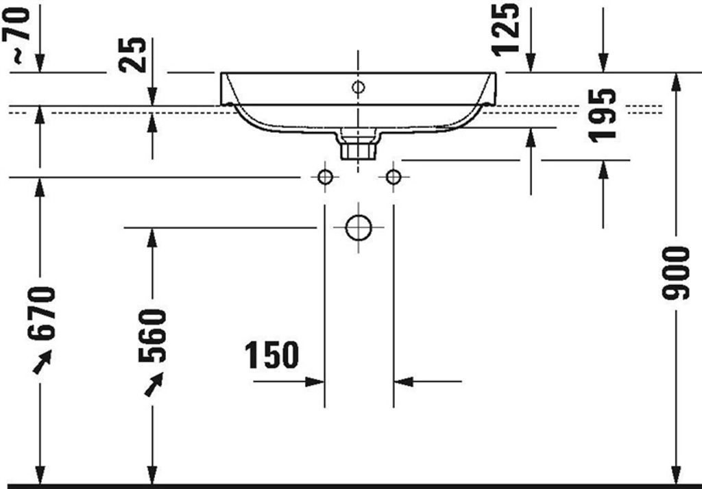 Duravit Happy D.2 Plus Aufsatzbecken, ohne Hahnloch, 600x460 mm, geschliffen, mit Überlauf, mit Hahnlochbank, 2360600060