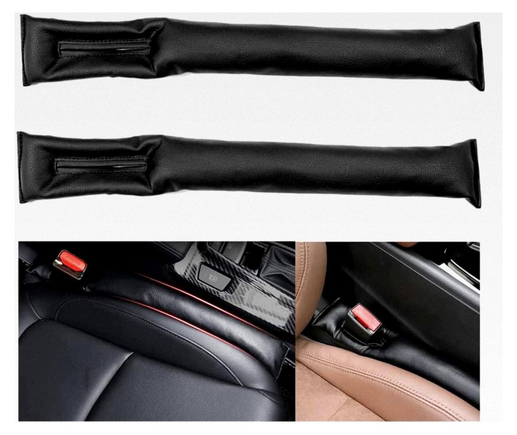 Autositz Lückenfüller 2 Stück Dunkelbraun Schwarz, Sitzlückenfüller für PKW, SUV, LKW, Kunstleder, 46 * 7 CM