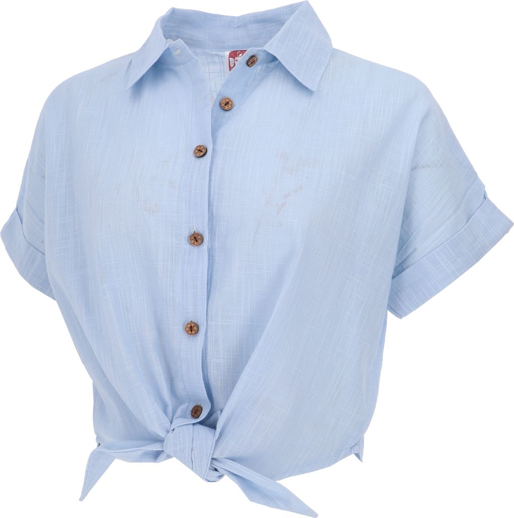 Leichte Baumwoll Bluse, Sommerbluse zum Binden - Hellblau, Damen, Baumwolle, Größe: S