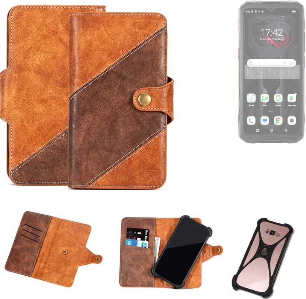K-S-Trade Handyhülle Schutzhülle Bookstyle Case Wallet-Case kompatibel mit Hotwav Cyber 15 Cover Klapphülle Kantenschutz Smartphone dunkelbraun