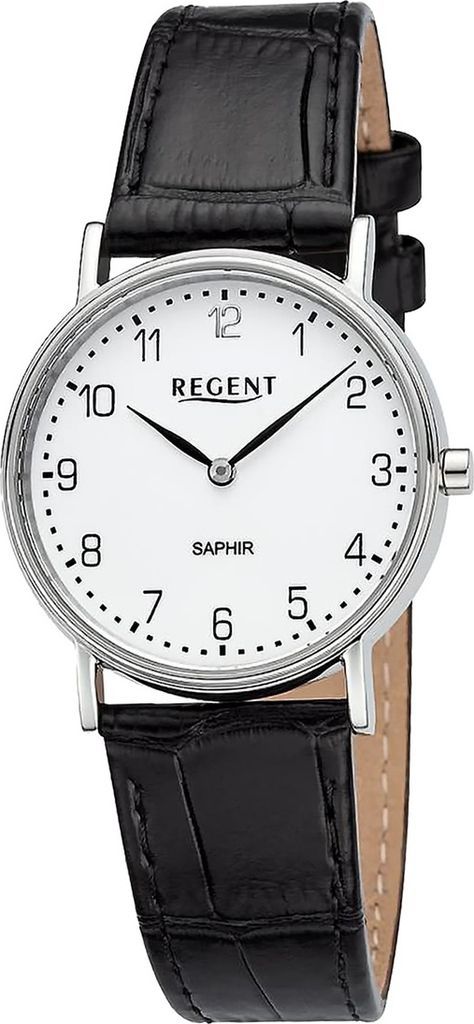 Regent Leder Damen Uhr Armbanduhr Quarz schwarz Lederarmband D2URF1429