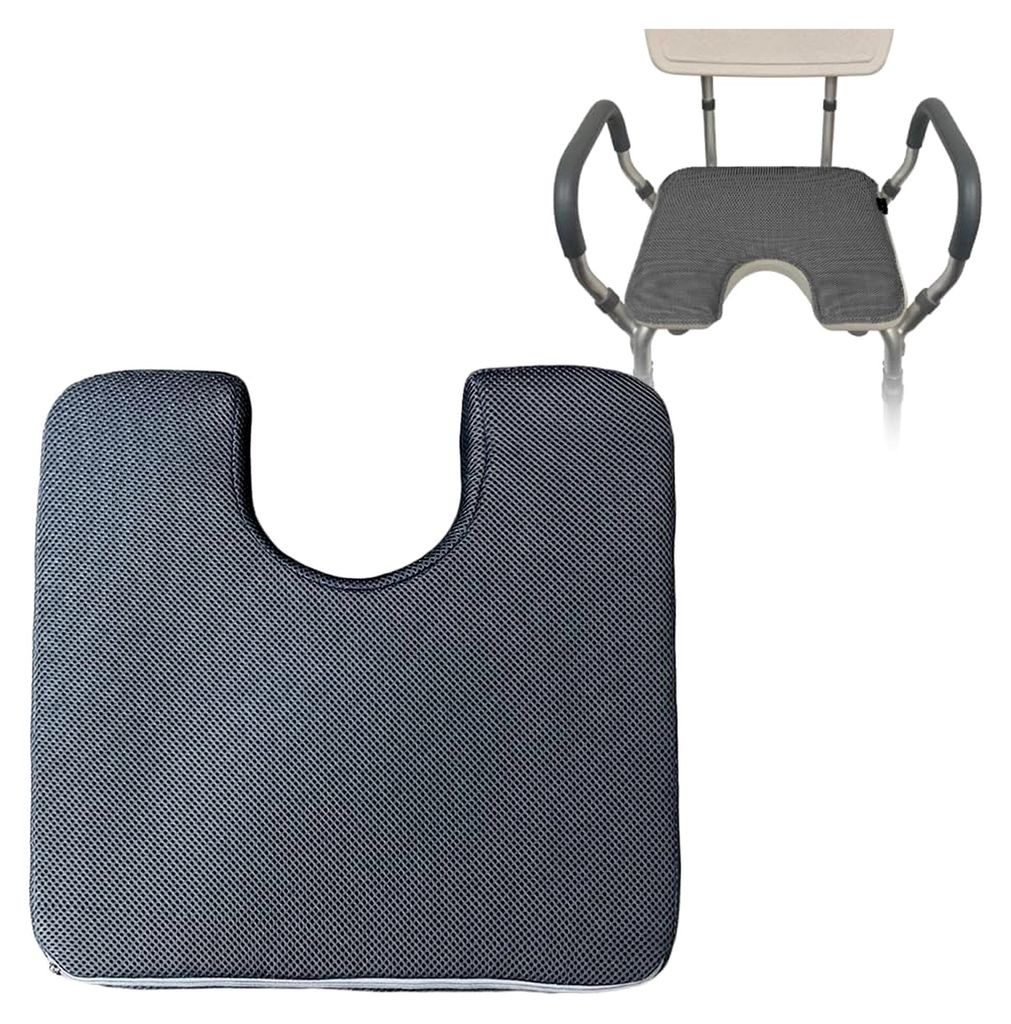Duschstuhl-Sitzmatte – 4D-Mesh-weiches Kissen, U-Form, Transferbank-Pad, Badhocker, gepolstert für Frauen, ältere Menschen, Behinderte, 38,1 cm...