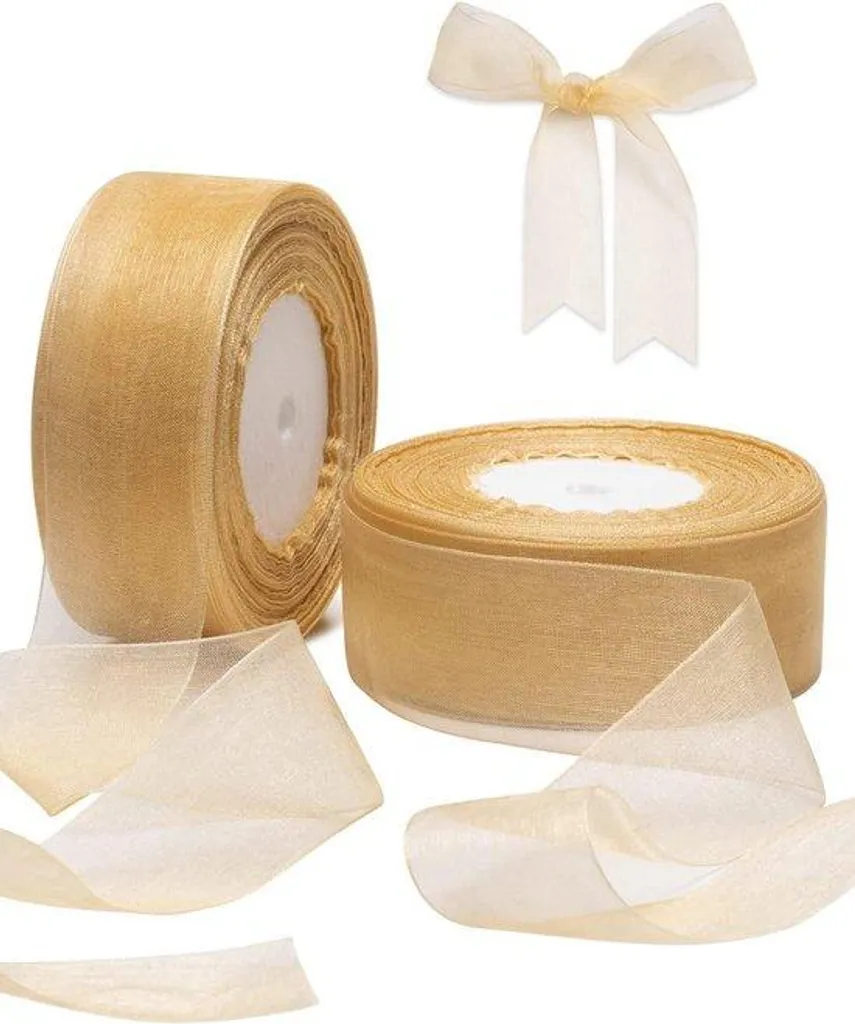 Ruban organza 38 mm x 90 mètres ruban brillant translucide pour cadeaux