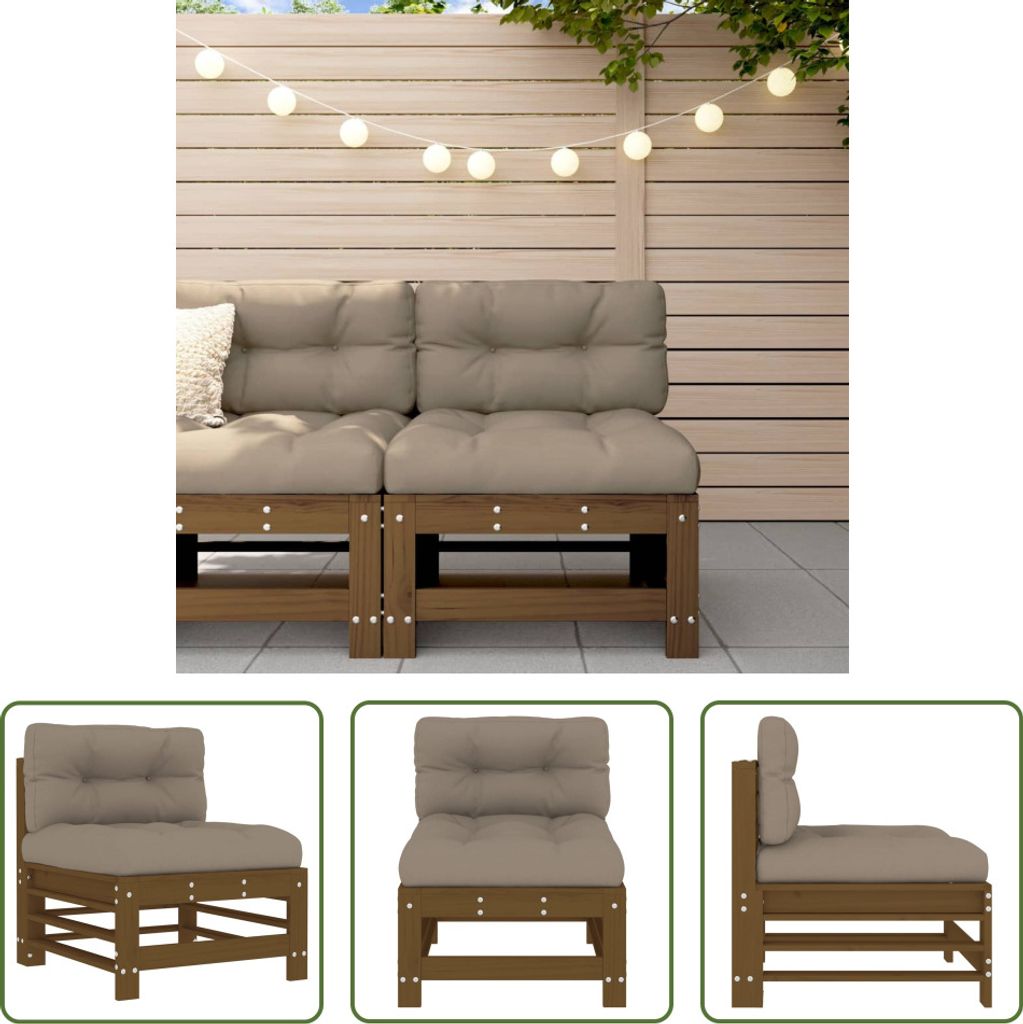 The Living Store Mittelsofa mit Kissen Honigbraun Produktbild 