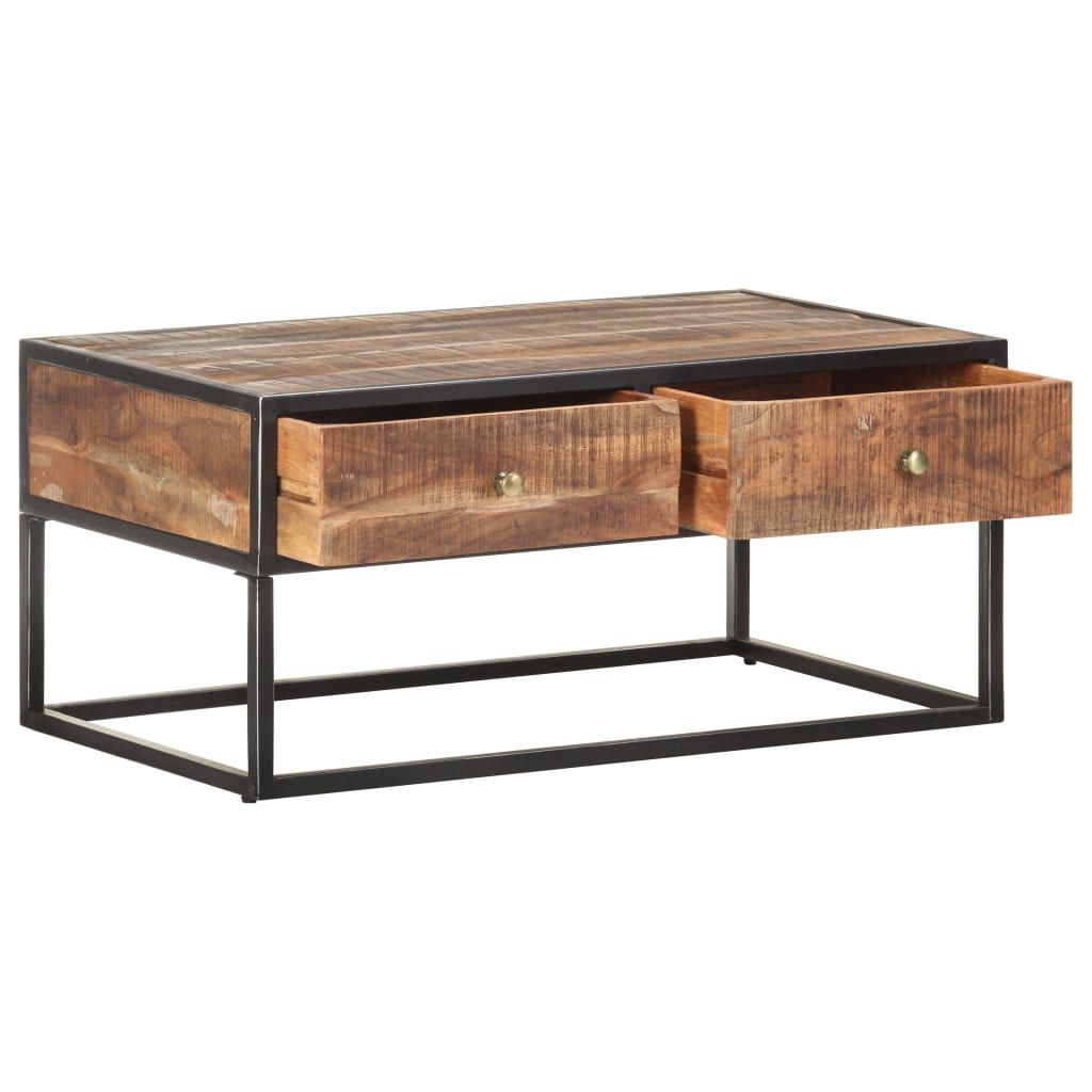 vidaXL Tavolino 90x50x40 cm Legno di acacia grezzo Immagine del prodotto 