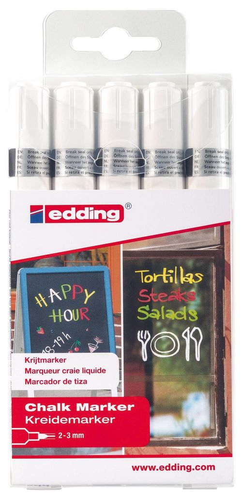 edding 4095 krijtstift, wit (verpakking met 4 stuks) Productafbeelding 