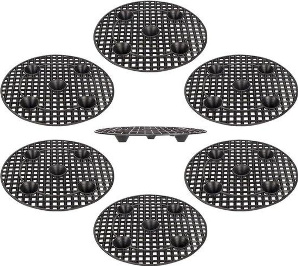 Pflanzenaufhubsatz - Hoher 30 cm/12 Zoll - Set von 6 - Runde schwarze Blumenpflanzervase - Kunststoff Pflanzenaufsatz - Innen- und außen verwendba...