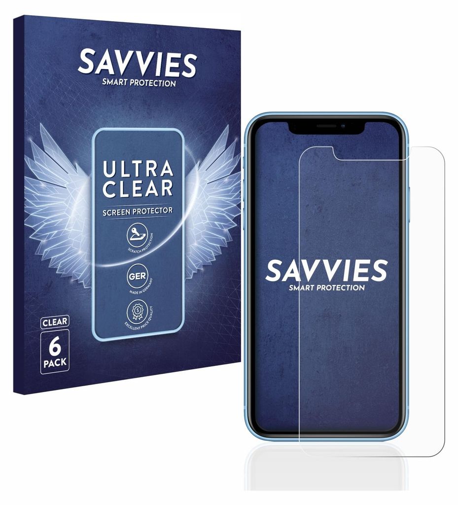 6x Für Apple iPhone XR / 11 Schutzfolie Savvies Displayschutz Display Schutz Folie Klar Transparent