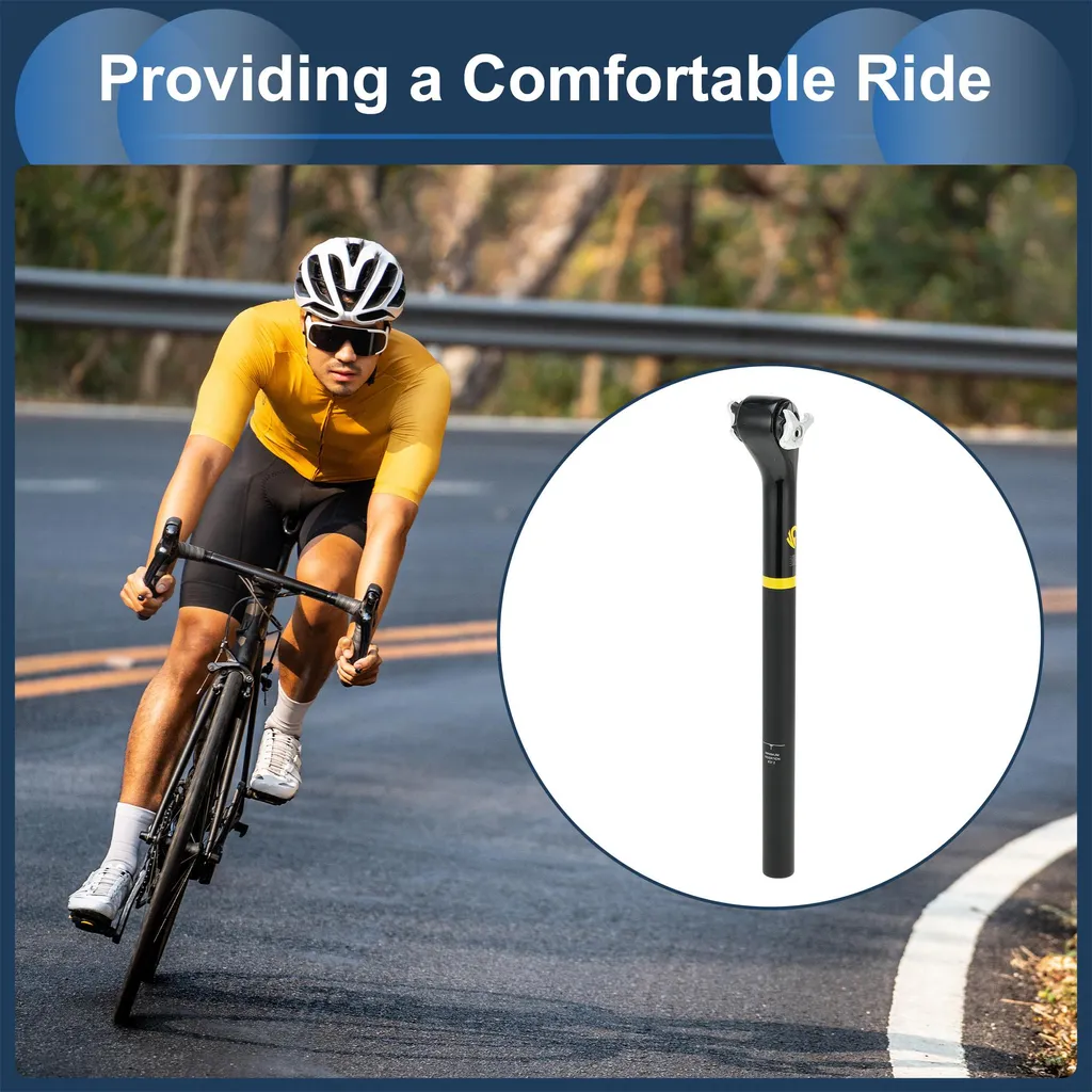Tige de selle carbone 27.2 mm ultra légère décalage 20° jaune et noir