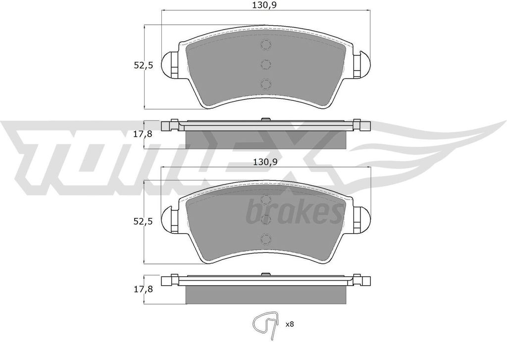 TOMEX brakes Bremsbeläge Satz Vorne Bremsklötze passend für PEUGEOT 206 Schrägheck (2A/C) TX 13-44